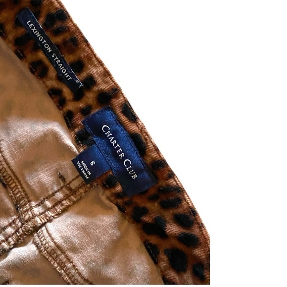 CHARTER CLUB Lexington Straight Leg Leopard Print Corduroy Pants Size 6 - Picture 8 of 15